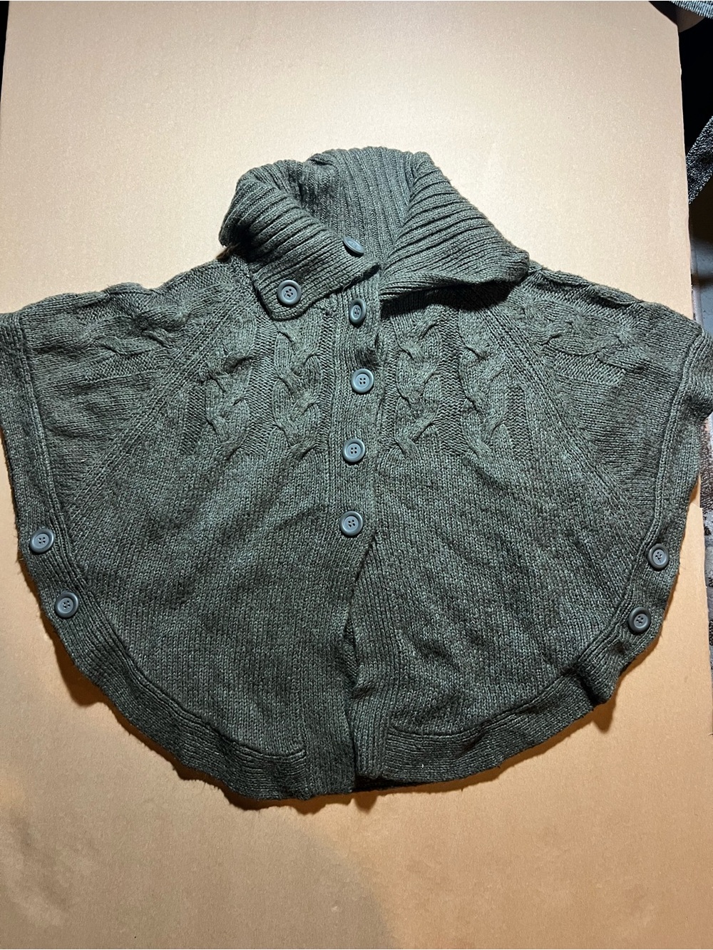 a.n.a Olive Green Cable Knit Button Poncho